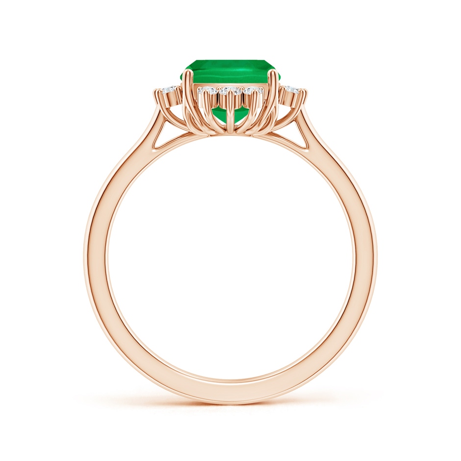 9x7mm AAA Prong-Set Cushion Rectangular Emerald Halo Engagement Ring in Rose Gold side 199