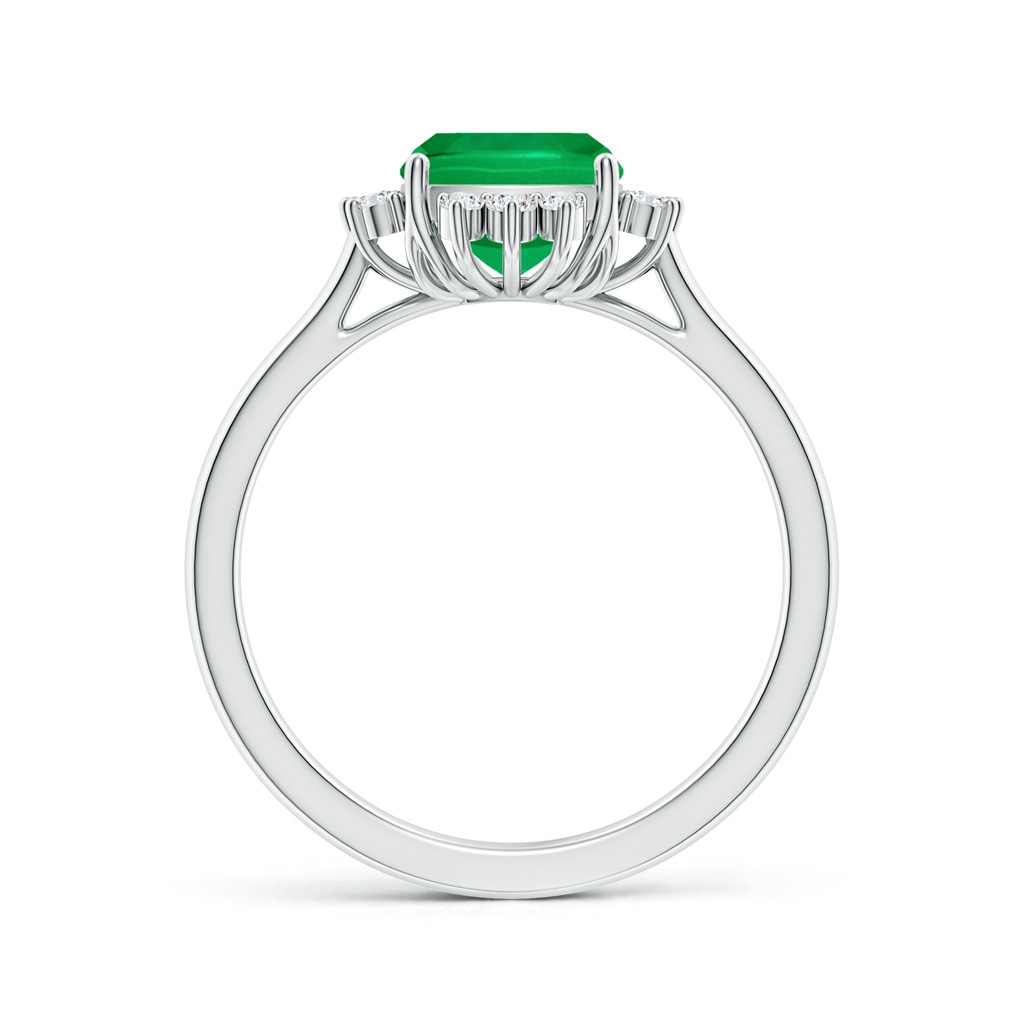 9x7mm AAA Prong-Set Cushion Rectangular Emerald Halo Engagement Ring in White Gold Side 199