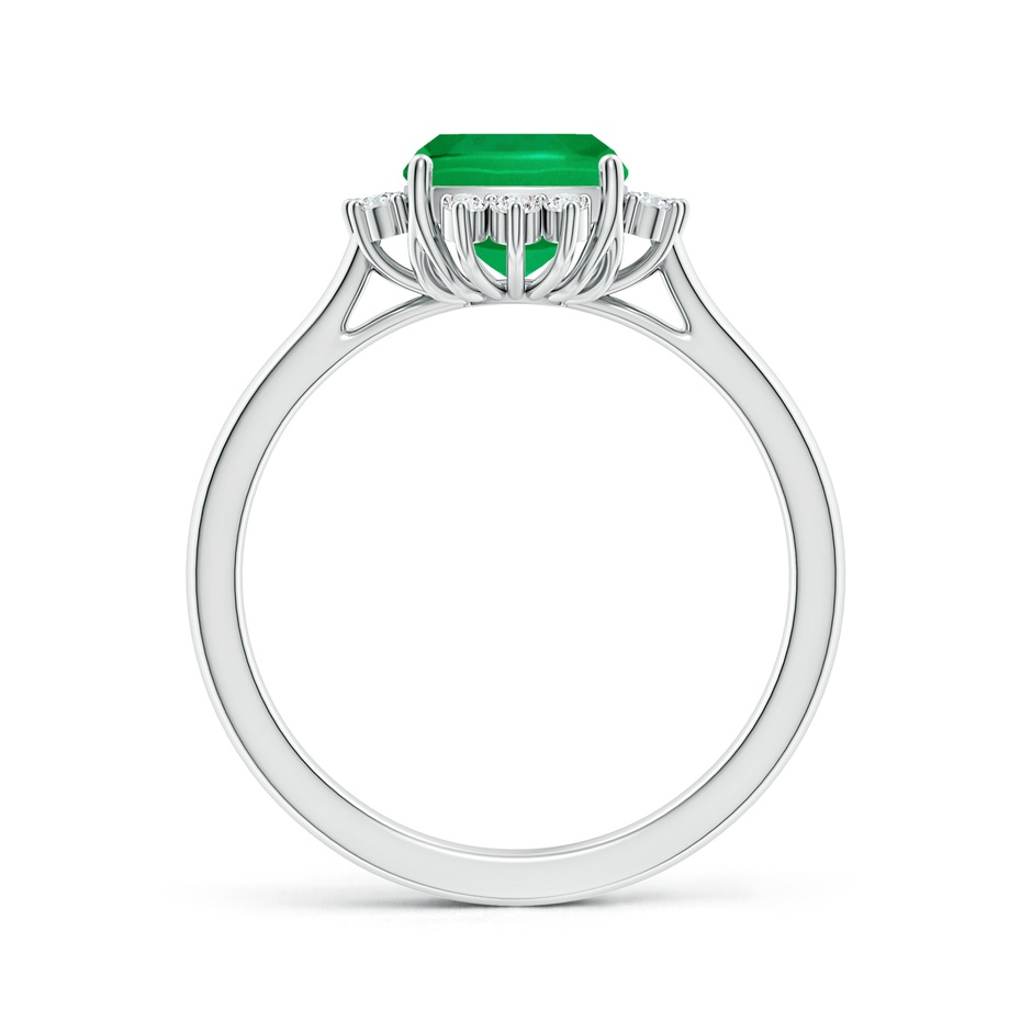 9x7mm AAA Prong-Set Cushion Rectangular Emerald Halo Engagement Ring in White Gold side 199