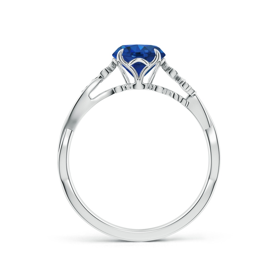 6.5mm AAA Nature-Inspired Round Blue Sapphire Floral Engagement Ring in White Gold side 199