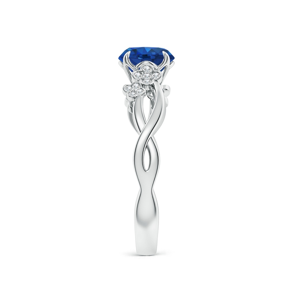 6.5mm AAA Nature-Inspired Round Blue Sapphire Floral Engagement Ring in White Gold side 299