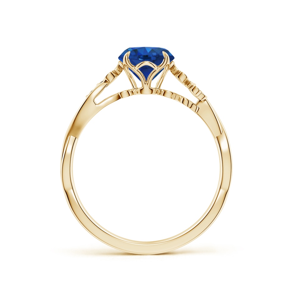 6.5mm AAA Nature-Inspired Round Blue Sapphire Floral Engagement Ring in Yellow Gold side 199