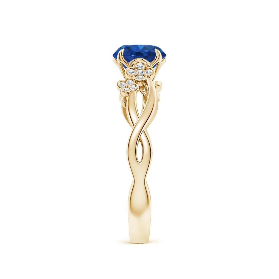 6.5mm AAA Nature-Inspired Round Blue Sapphire Floral Engagement Ring in Yellow Gold side 299