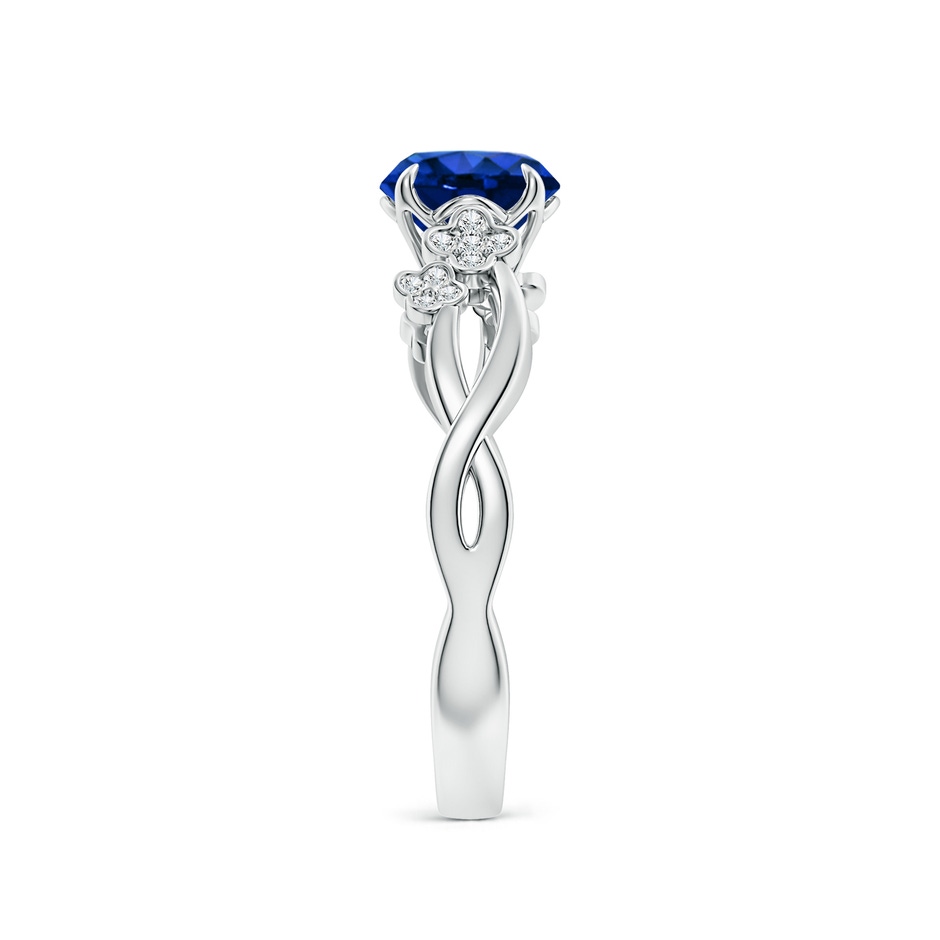 6.5mm AAAA Nature-Inspired Round Blue Sapphire Floral Engagement Ring in White Gold side 299
