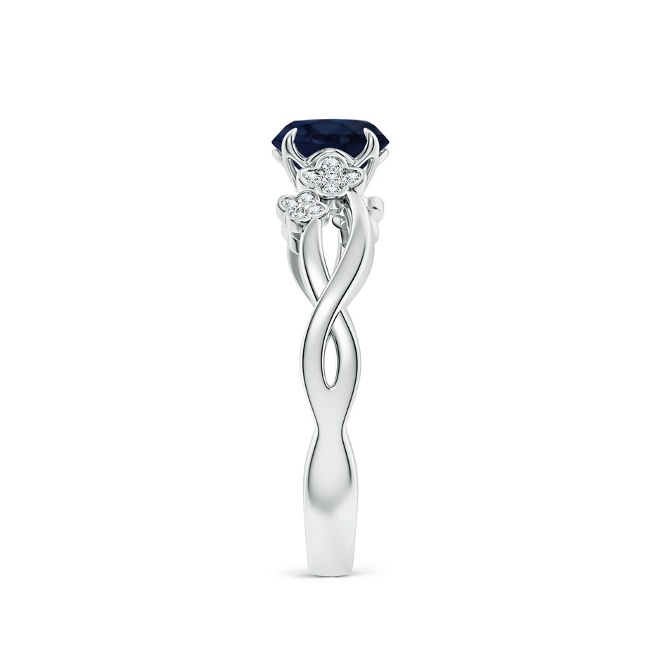 6mm A Nature-Inspired Round Blue Sapphire Floral Engagement Ring in White Gold side 299
