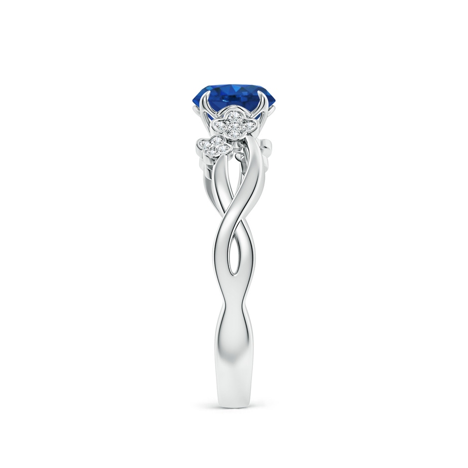 6mm AAA Nature-Inspired Round Blue Sapphire Floral Engagement Ring in White Gold side 299