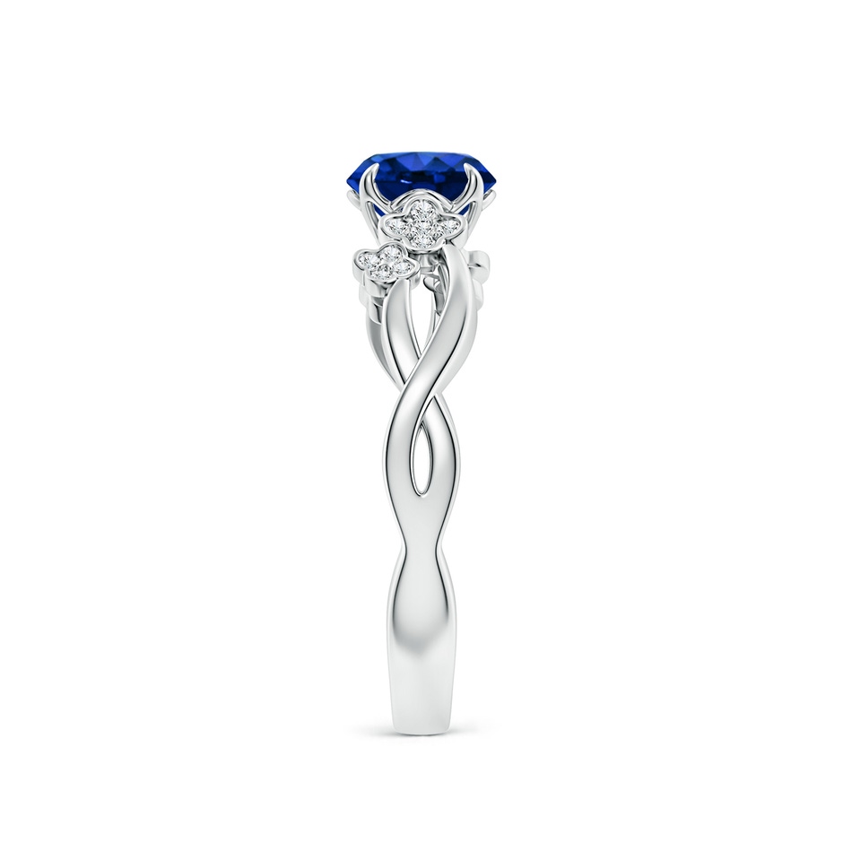 6mm AAAA Nature-Inspired Round Blue Sapphire Floral Engagement Ring in White Gold side 299