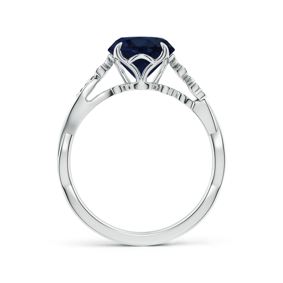 8mm A Nature-Inspired Round Blue Sapphire Floral Engagement Ring in 18K White Gold side 199