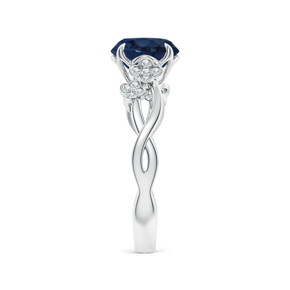 8mm AA Nature-Inspired Round Blue Sapphire Floral Engagement Ring in White Gold side 299