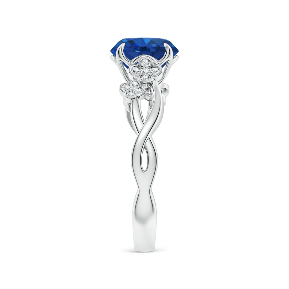 8mm AAA Nature-Inspired Round Blue Sapphire Floral Engagement Ring in P950 Platinum side 299
