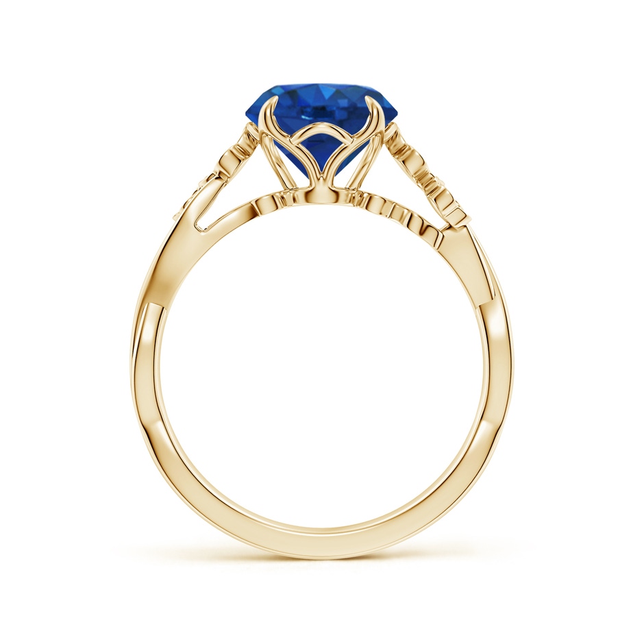 8mm AAA Nature-Inspired Round Blue Sapphire Floral Engagement Ring in Yellow Gold side 199
