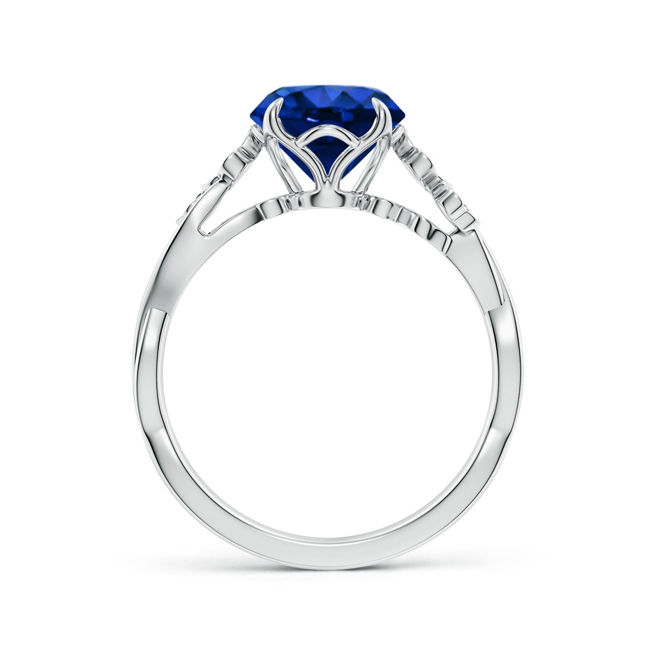 8mm AAAA Nature-Inspired Round Blue Sapphire Floral Engagement Ring in P950 Platinum side 199