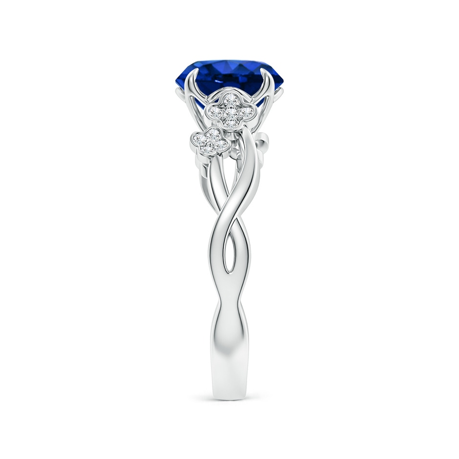 8mm AAAA Nature-Inspired Round Blue Sapphire Floral Engagement Ring in P950 Platinum side 299
