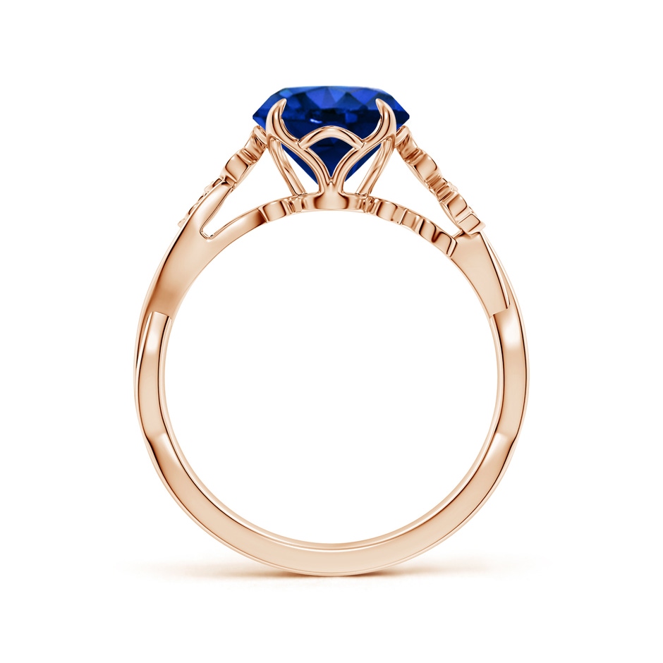 8mm AAAA Nature-Inspired Round Blue Sapphire Floral Engagement Ring in Rose Gold side 199