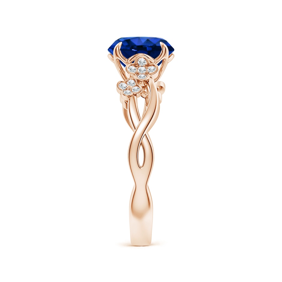 8mm AAAA Nature-Inspired Round Blue Sapphire Floral Engagement Ring in Rose Gold side 299