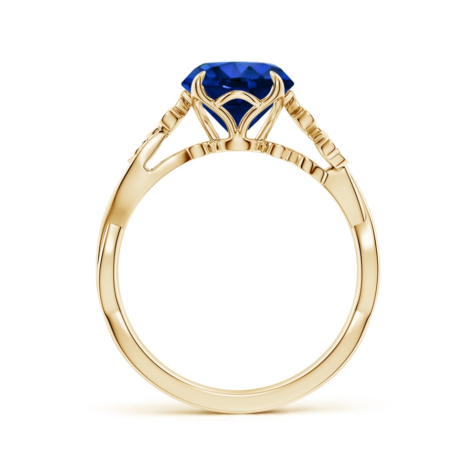 8mm AAAA Nature-Inspired Round Blue Sapphire Floral Engagement Ring in Yellow Gold side 199