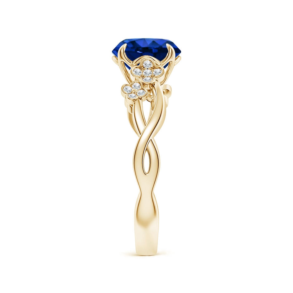 8mm AAAA Nature-Inspired Round Blue Sapphire Floral Engagement Ring in Yellow Gold side 299