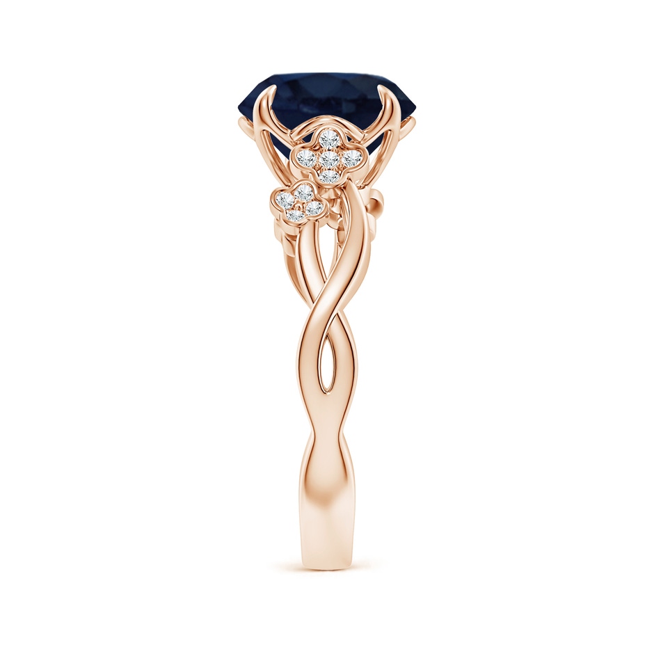 9mm A Nature-Inspired Round Blue Sapphire Floral Engagement Ring in Rose Gold side 299