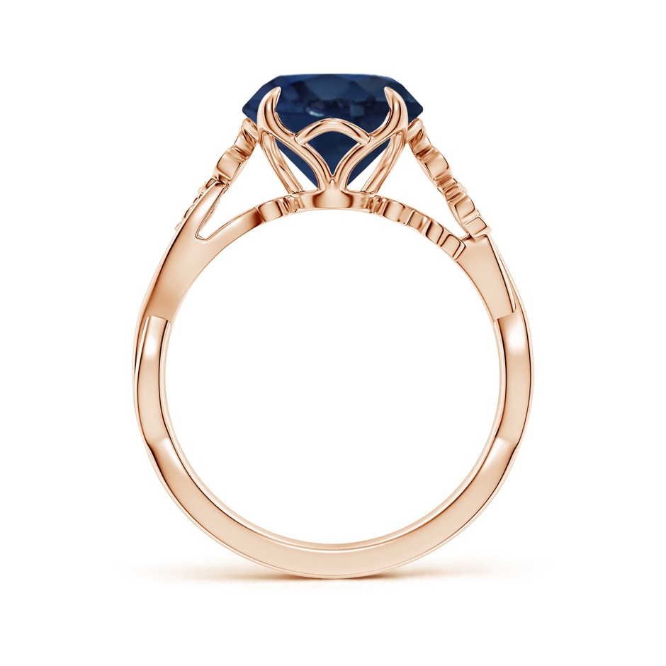 9mm AA Nature-Inspired Round Blue Sapphire Floral Engagement Ring in 9K Rose Gold side 199