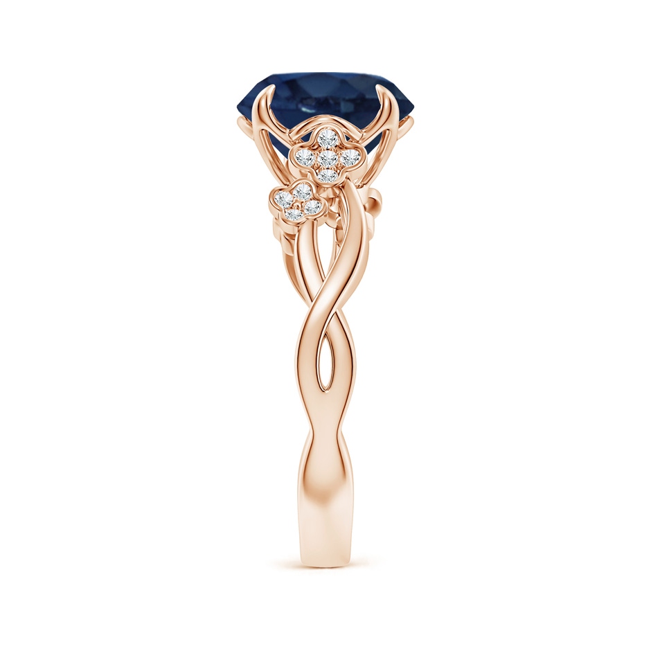 9mm AA Nature-Inspired Round Blue Sapphire Floral Engagement Ring in 9K Rose Gold side 299