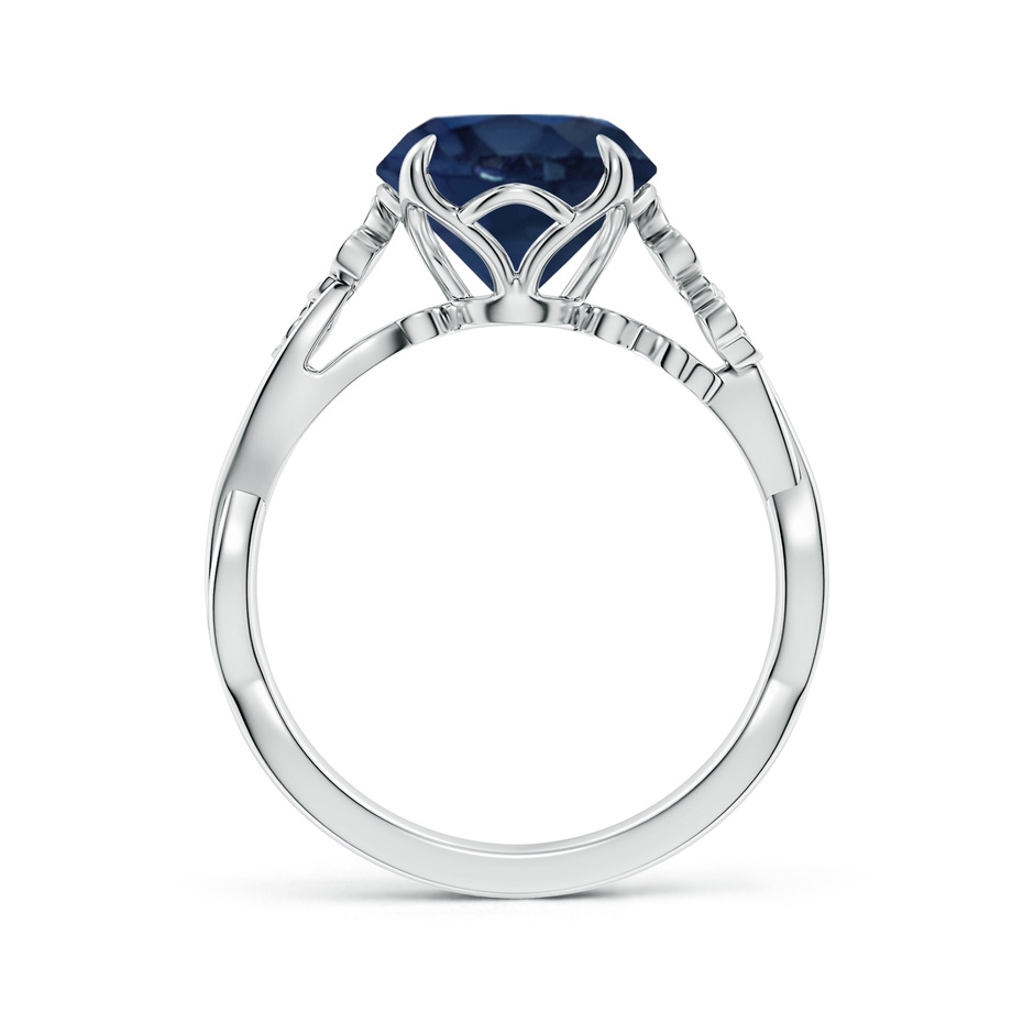 9mm AA Nature-Inspired Round Blue Sapphire Floral Engagement Ring in P950 Platinum side 199