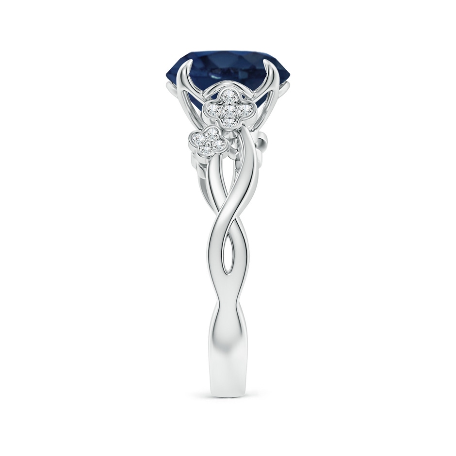 9mm AA Nature-Inspired Round Blue Sapphire Floral Engagement Ring in P950 Platinum side 299