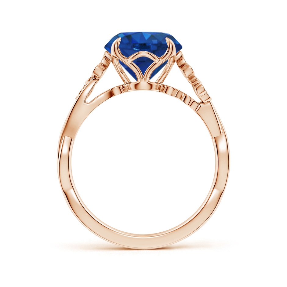 9mm AAA Nature-Inspired Round Blue Sapphire Floral Engagement Ring in 18K Rose Gold side 199