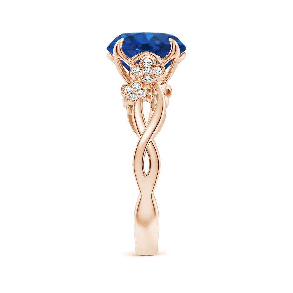 9mm AAA Nature-Inspired Round Blue Sapphire Floral Engagement Ring in 18K Rose Gold side 299
