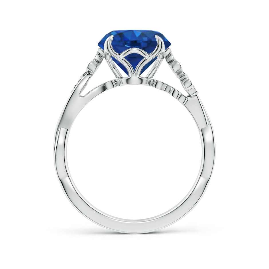 9mm AAA Nature-Inspired Round Blue Sapphire Floral Engagement Ring in P950 Platinum side 199