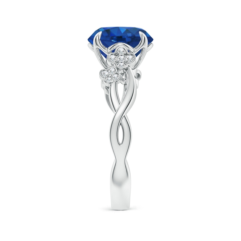9mm AAA Nature-Inspired Round Blue Sapphire Floral Engagement Ring in P950 Platinum side 299