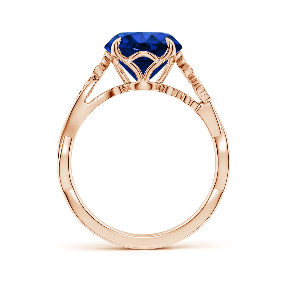 9mm AAAA Nature-Inspired Round Blue Sapphire Floral Engagement Ring in 18K Rose Gold side 199
