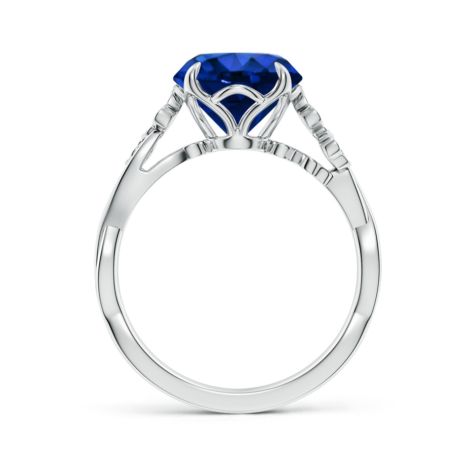 9mm AAAA Nature-Inspired Round Blue Sapphire Floral Engagement Ring in P950 Platinum side 199