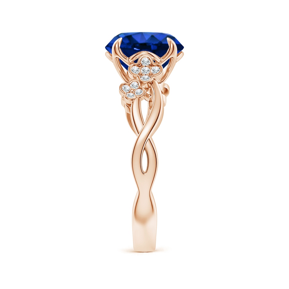 9mm AAAA Nature-Inspired Round Blue Sapphire Floral Engagement Ring in Rose Gold side 299