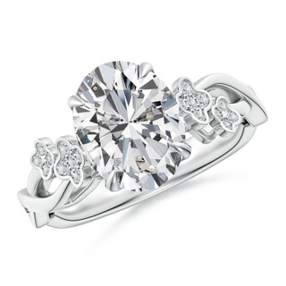 10x8mm HSI2 Nature-Inspired Oval Diamond Floral Engagement Ring in P950 Platinum