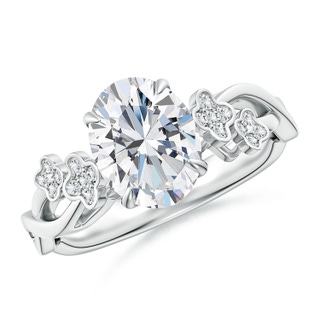 9x7mm GVS2 Nature-Inspired Oval Diamond Floral Engagement Ring in P950 Platinum