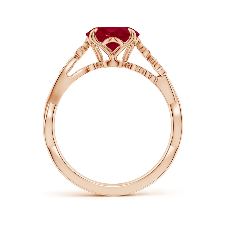 10x8mm AA Nature-Inspired Oval Ruby Floral Engagement Ring in Rose Gold side 199