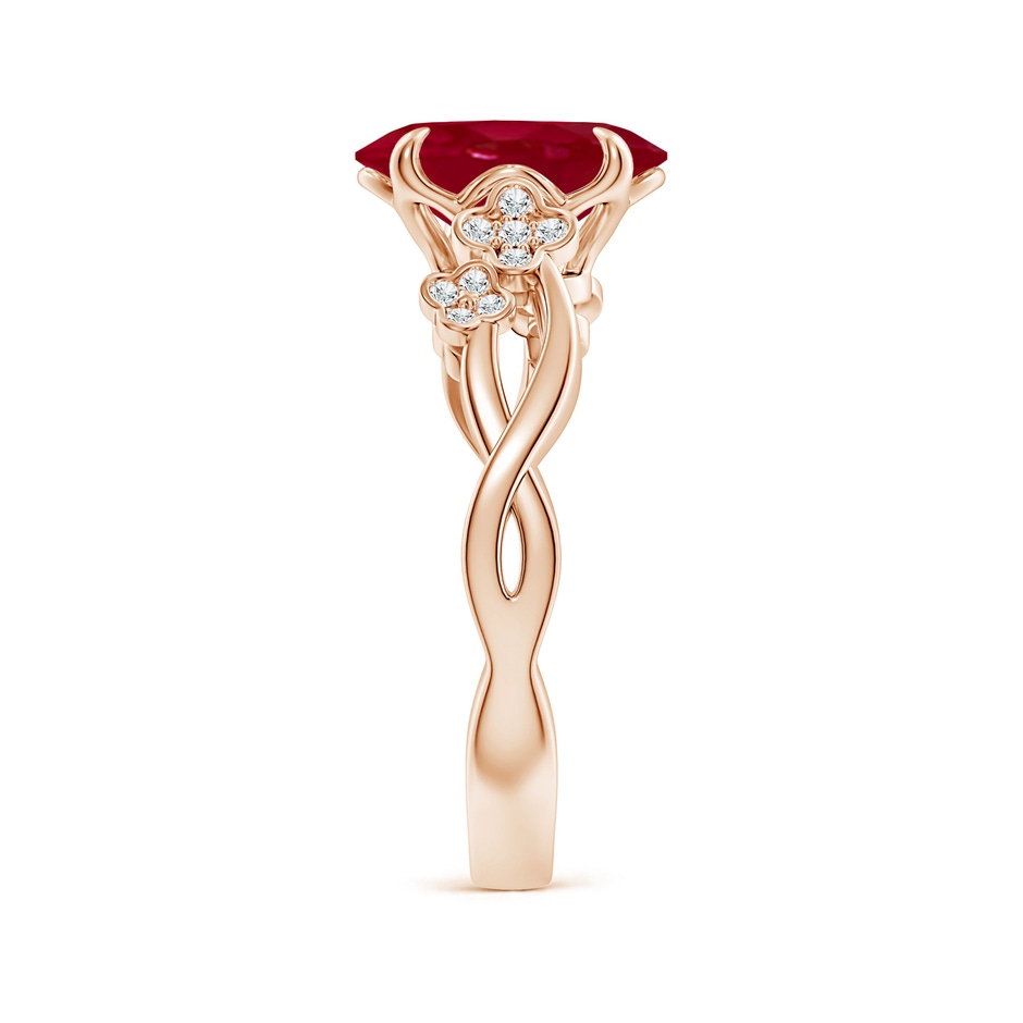 10x8mm AA Nature-Inspired Oval Ruby Floral Engagement Ring in Rose Gold side 299
