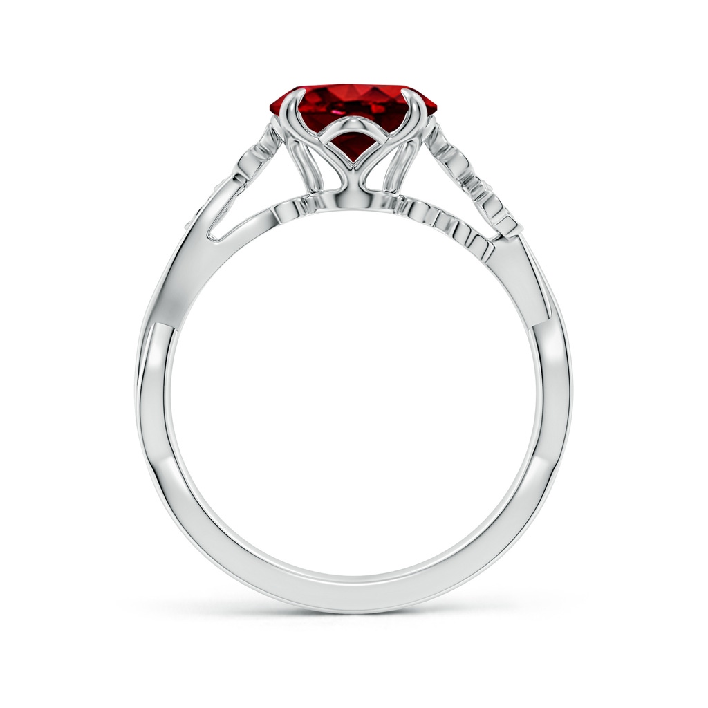 10x8mm AAAA Nature-Inspired Oval Ruby Floral Engagement Ring in P950 Platinum - side 199