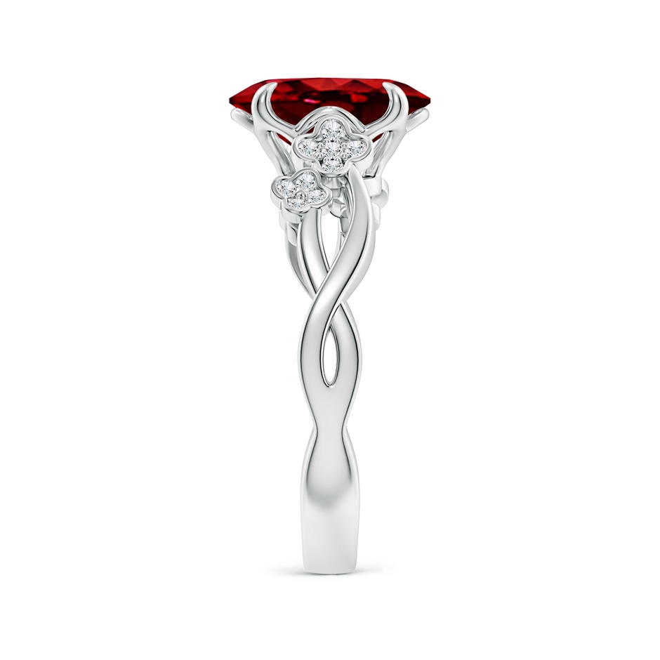 10x8mm AAAA Nature-Inspired Oval Ruby Floral Engagement Ring in White Gold side 299
