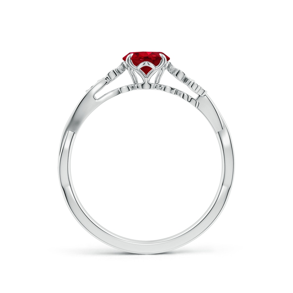 7x5mm AAA Nature-Inspired Oval Ruby Floral Engagement Ring in White Gold side 199