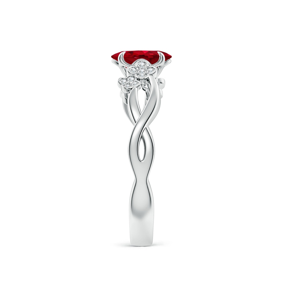 7x5mm AAA Nature-Inspired Oval Ruby Floral Engagement Ring in White Gold side 299