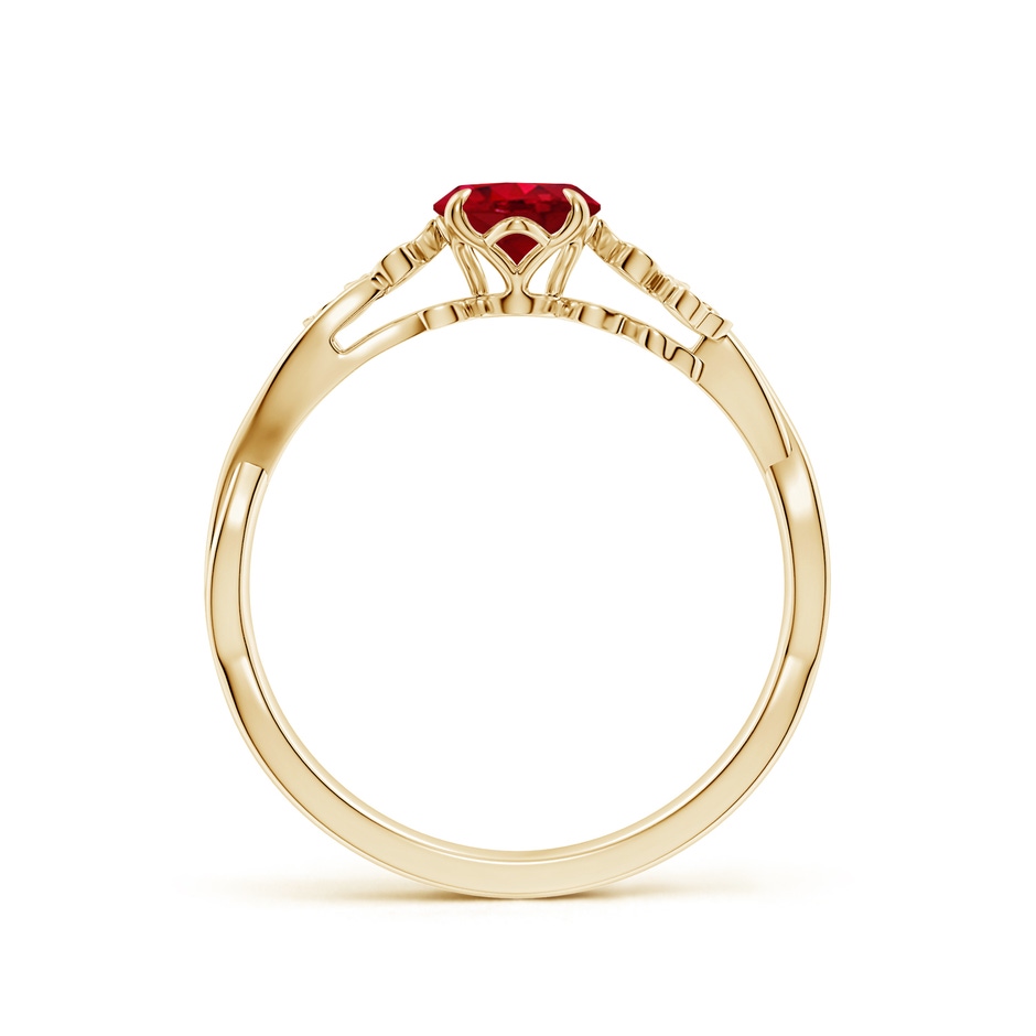 7x5mm AAA Nature-Inspired Oval Ruby Floral Engagement Ring in Yellow Gold side 199