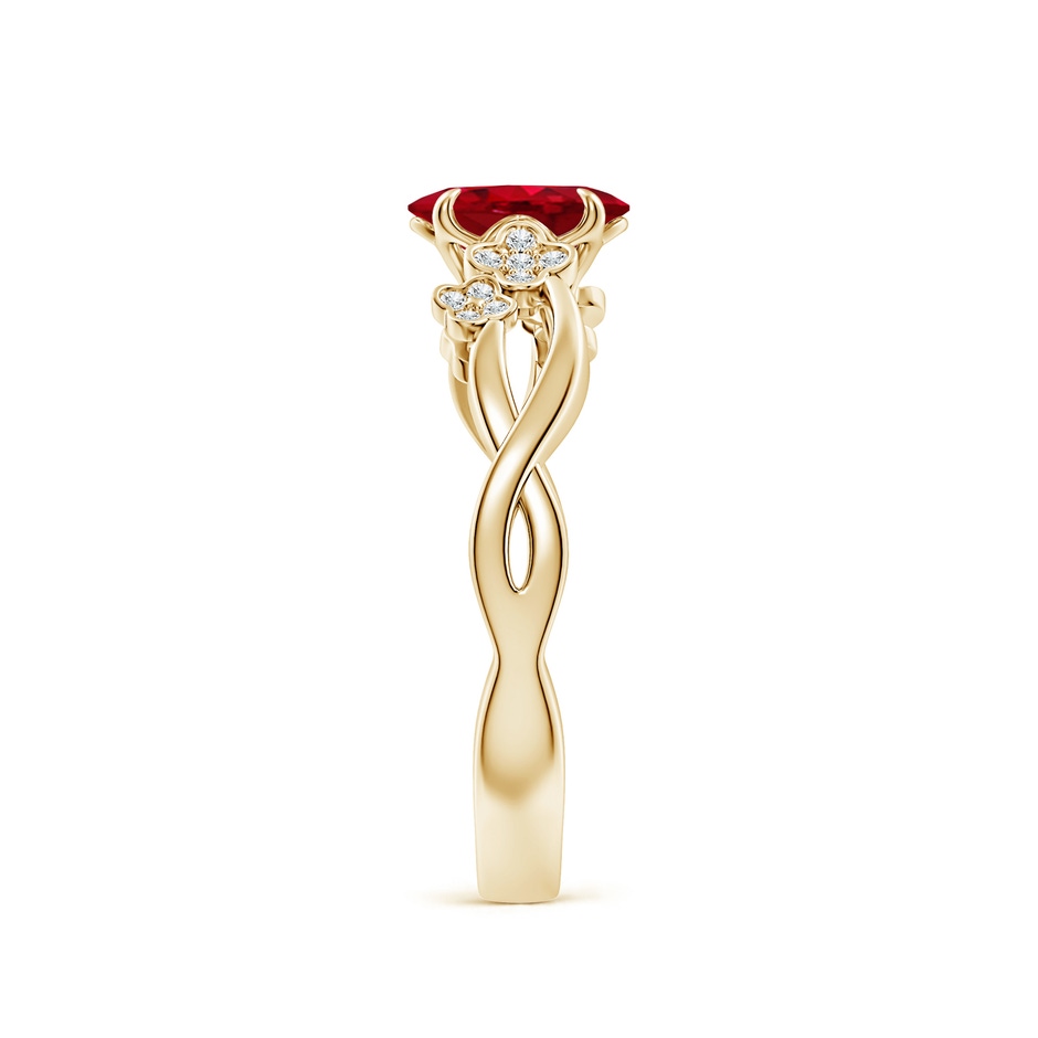 7x5mm AAA Nature-Inspired Oval Ruby Floral Engagement Ring in Yellow Gold side 299