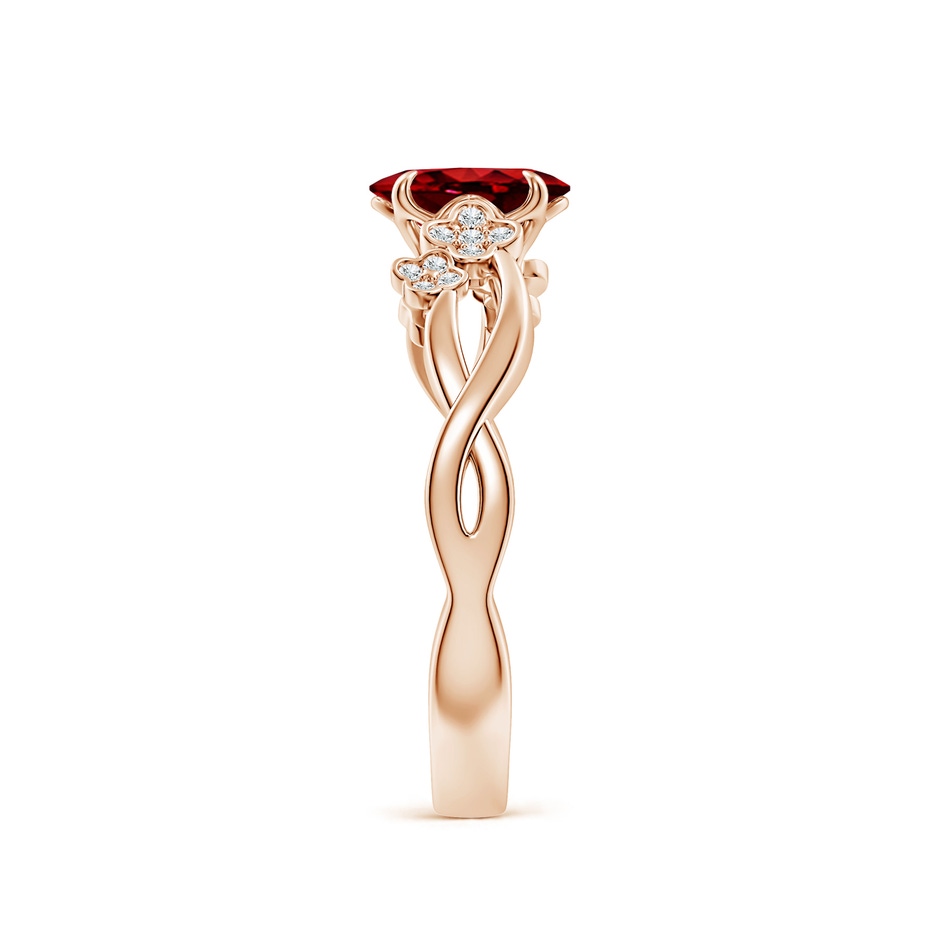 7x5mm AAAA Nature-Inspired Oval Ruby Floral Engagement Ring in Rose Gold side 299