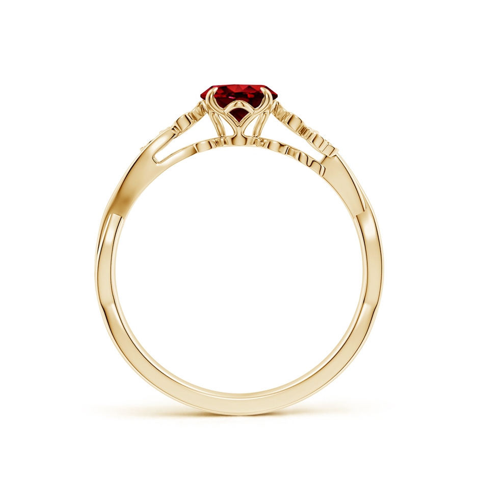 7x5mm AAAA Nature-Inspired Oval Ruby Floral Engagement Ring in Yellow Gold side 199