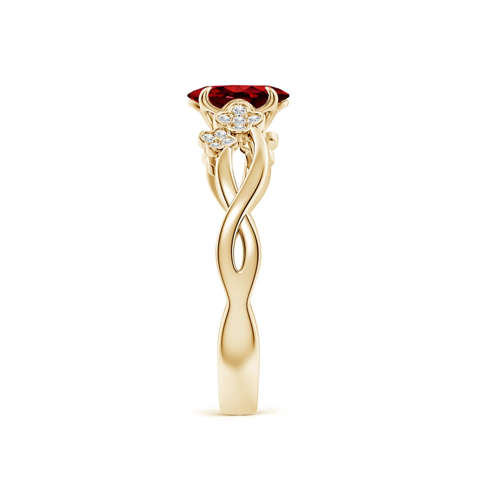 7x5mm AAAA Nature-Inspired Oval Ruby Floral Engagement Ring in Yellow Gold side 299