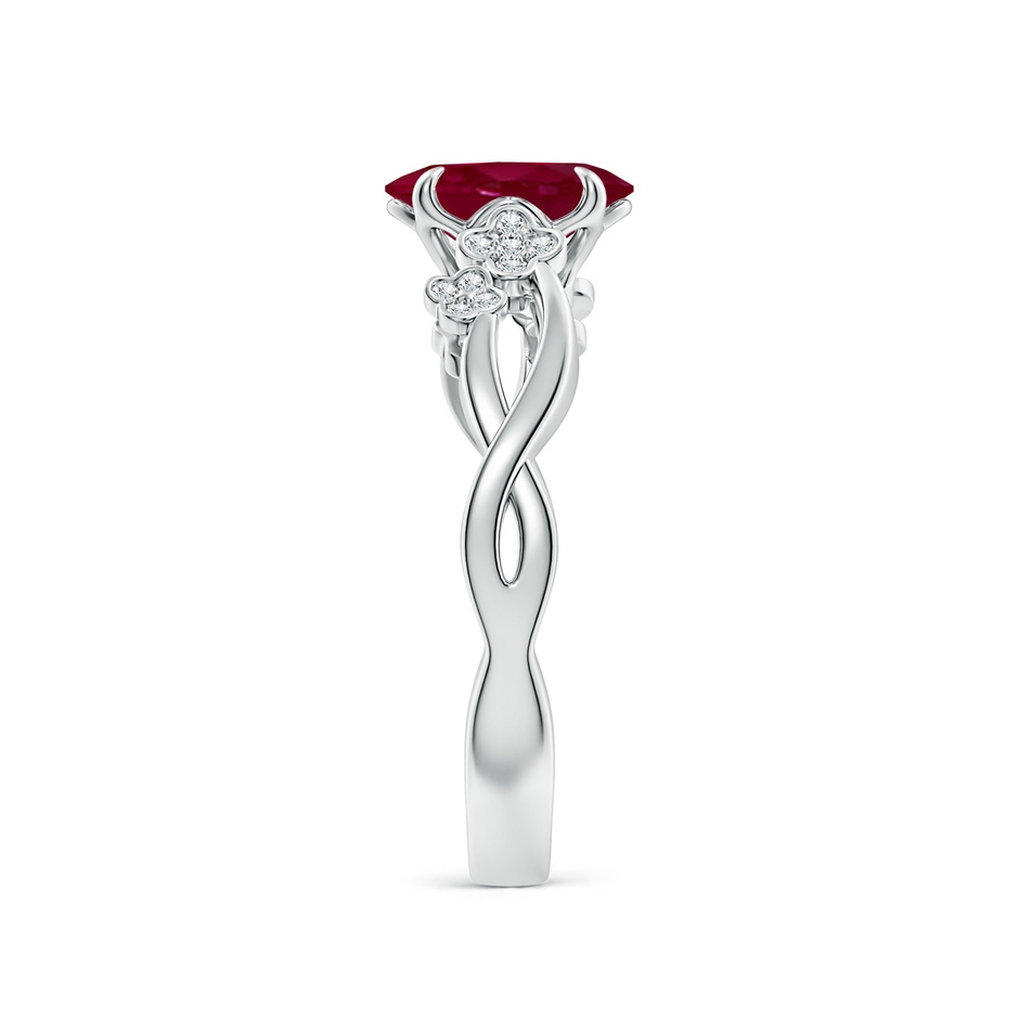 8x6mm A Nature-Inspired Oval Ruby Floral Engagement Ring in White Gold side 299