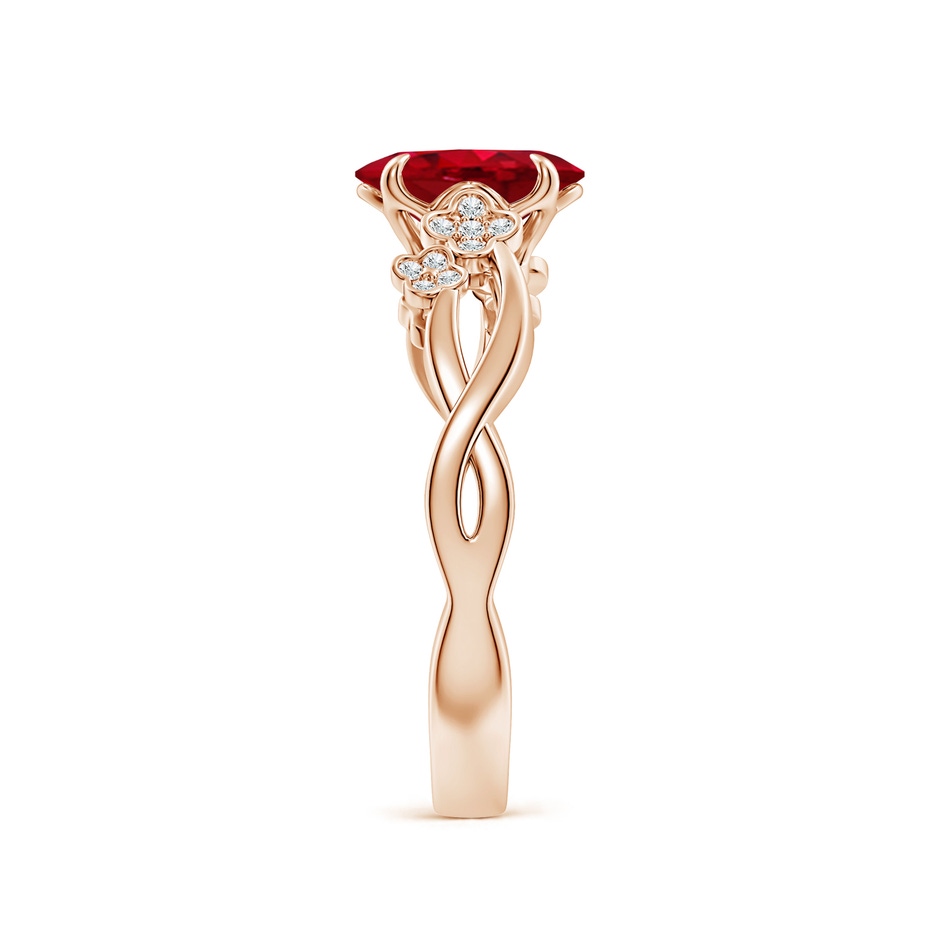 8x6mm AAA Nature-Inspired Oval Ruby Floral Engagement Ring in Rose Gold side 299