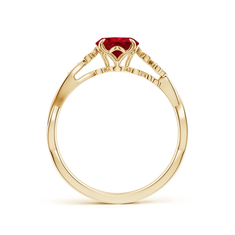 8x6mm AAA Nature-Inspired Oval Ruby Floral Engagement Ring in Yellow Gold side 199