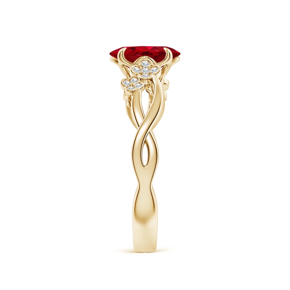8x6mm AAA Nature-Inspired Oval Ruby Floral Engagement Ring in Yellow Gold side 299